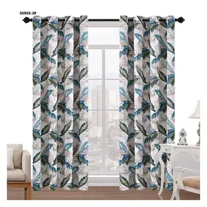 Luxury Fabric Black Out Window Printed Curtain with Charming Design include Two Tassels and Backing