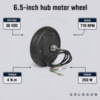 Kit de conversion de chariot électrique GOLDGUN 6,5 pouces 36V 250W 770RPM 4N.m avec moteur de moyeu électrique à axe simple ou double