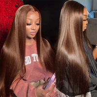 Perruque SDD en cheveux naturels vietnamiens bruts, ultra-lisses, avec frontal en dentelle suisse HD, double densité, cuticules alignées