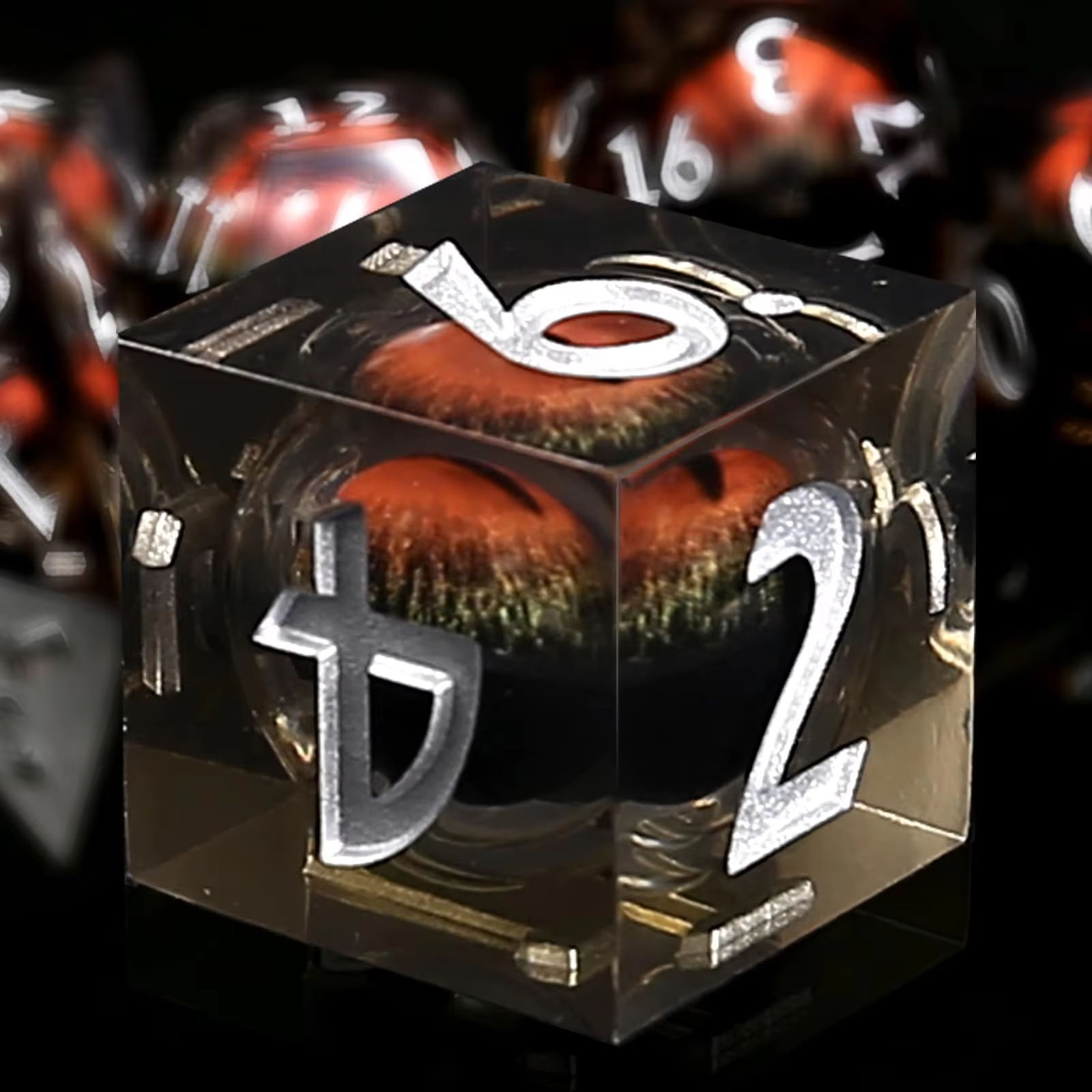 Resin Eye Dice-orange-black
