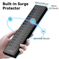 Hub USB-C 16 ports 10 Gbit/s USB 3.2 Gen2, adaptateur de données haute vitesse Type-C vers 8 USB-A et 8 USB-C avec interrupteur