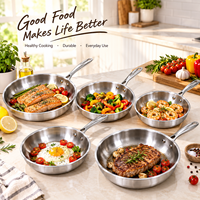 Poêle à frire en acier inoxydable, compatible induction, passe au four et au lave-vaisselle, ustensile de cuisine professionnel robuste, chaleur rapide et uniforme