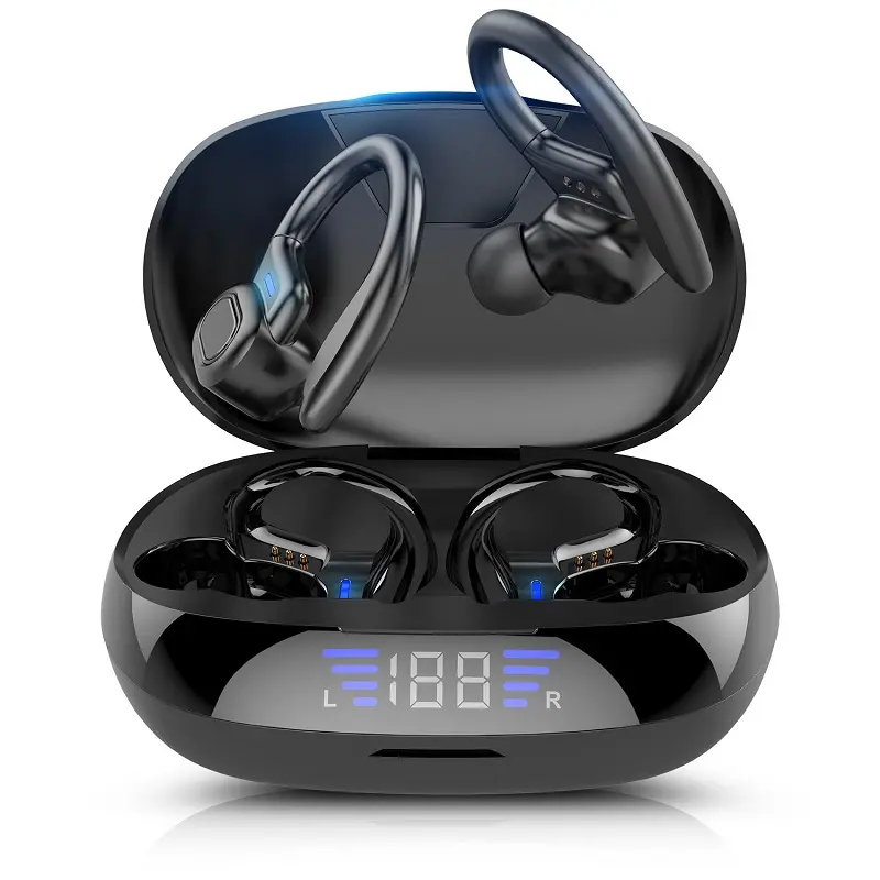 TWS BT Earphones With Microphones Sport Ear Hook LED Display Wireless Headphones HiFi Stereo Earbuds Waterproof Headsets