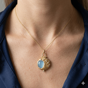 Joyería Fina de Moda, Collar de Plata de Ley 925 Chapado en Oro con Calcedonia y Circonita para Mujer, Regalo de Aniversario o Boda - Product Image 3