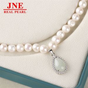 Natural Pearl Necklace White Round Beads Jade Water Drop Pearl Necklace Mother's Gift for <strong>Elders</strong> Mother's Day - Product Image 3