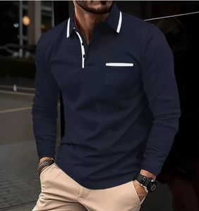 Kemeja Pria Bisnis Kasual Lengan Panjang Bahan Jersey Ramah Lingkungan Bernapas Nyaman Motif Huruf Poliester/Katun 180g - Product Image 1