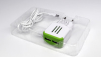 Adaptor Ponsel Universal LED Light Travel dengan Port USB Ganda dalam Kemasan Besar, Aksesoris Ponsel, Pengisi Daya Dinding dengan Kabel Data V8