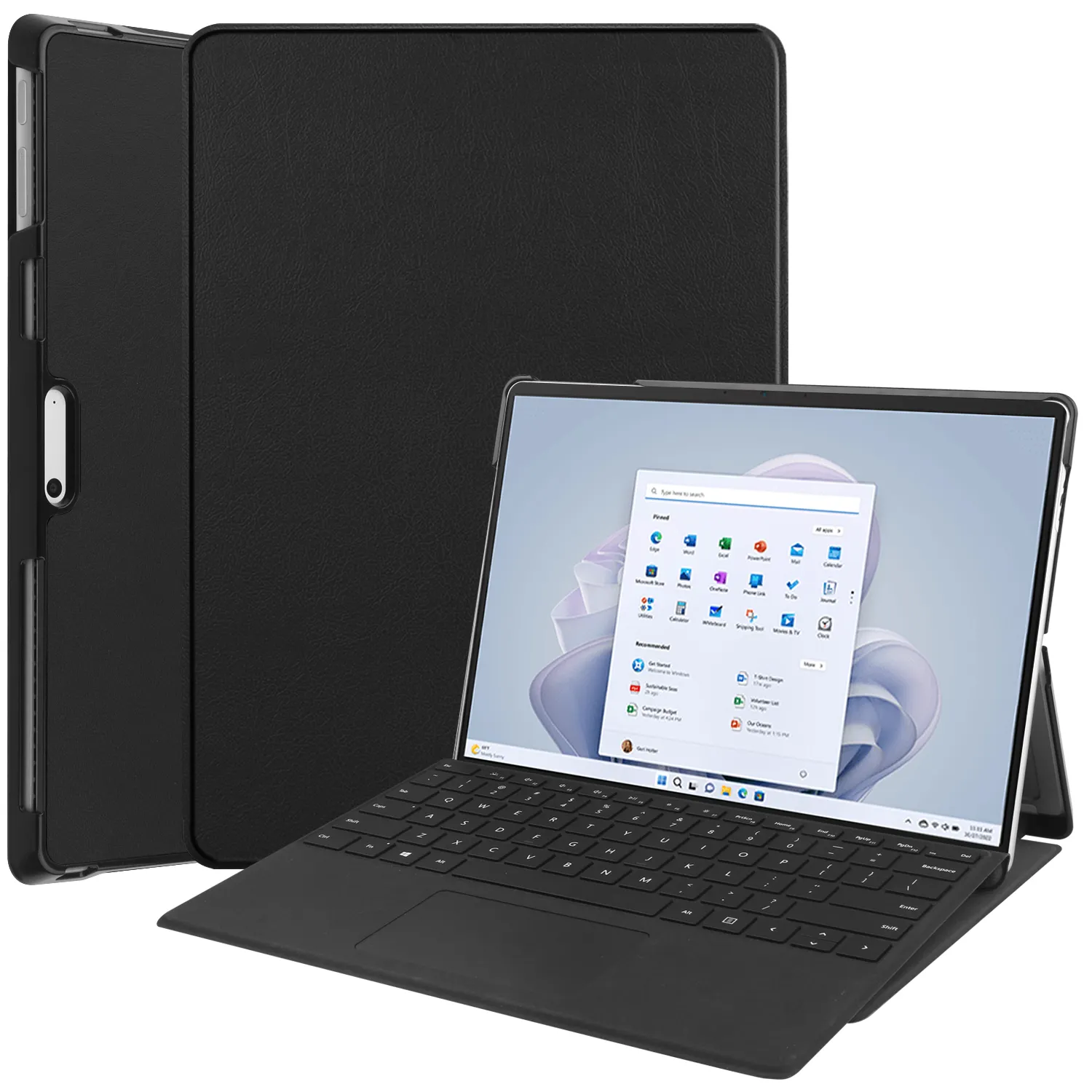 Microsoft Surface Pro 10/9 için kılıf, PU Folio İnce sert kabuk koruyucu kapak yüzey Pro 10 2024/Pro 9 13 "2022 Tablet