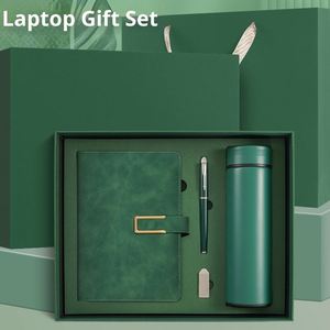Promotion Corporate Office Gift Set Custom Logo Handmade Embossed Modern Bottle Gift Set Custom Journal with Pen and USB - Product Image 1