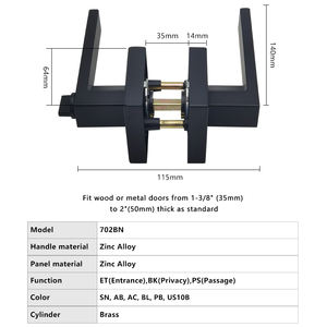Manija de Puerta de Pasillo Negra Mate Más Vendida, Manija Cuadrada para Armario, Juego de Manijas Interiores Resistentes - Product Image 4