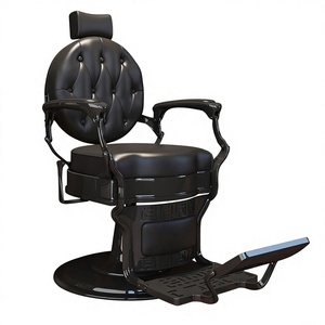 Fauteuil <span class=keywords><strong>de</strong></span> barbier en cuir rétro haut <span class=keywords><strong>de</strong></span> gamme pour hommes, avec fonctions inclinables et rotatives, et accoudoirs, pour <span class=keywords><strong>salon</strong></span> <span class=keywords><strong>de</strong></span> <span class=keywords><strong>coiffure</strong></span> et barbier - Product Image 1