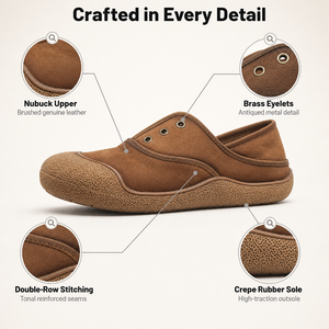 Mocassins à enfiler pour femmes en cuir nubuck, <span class=keywords><strong>chaussures</strong></span> plates décontractées confortables pour la marche, <span class=keywords><strong>semelle</strong></span> en caoutchouc crêpe respirante - Product Image 4