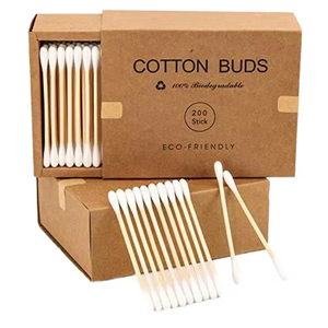 200PCS Bamboo Cotton Swabs Biodegradable - Eco-Friendly Ear Buds with Kraft Paper Drawer Box, OEM/Wholesale Available