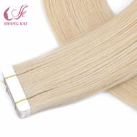 Extensions de cheveux naturels Remy vierges russes super double drawn européens, 100 grammes, trame simple, toutes couleurs, à bandes adhésives