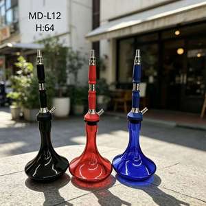 64 cm Modern <b>Hookah</b> Mini Shisha Glass Base Metal Stem Portable Water <b>Pipe</b> for Lounge and Home Use - Product Image 2