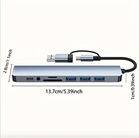 Hub USB C 8 en 2 pour MacBook Pro/iPad Pro/ Aluminium 4 ports (USB 3.0) Lecteur de carte SD/TF Audio 3,5 mm pour 2.0 en stock