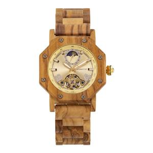 Relojes mecánicos de madera natural con movimiento chino, relojes mecánicos de madera impermeables para hombre - Product Image 5