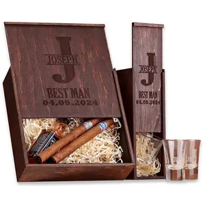 Boîtes en bois personnalisées Boîte à cigares en bois rustique avec couvercle coulissant Humidor Boîte à cigares Étui à cigares