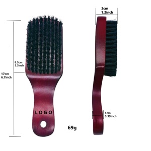 Vente en gros logo personnalisé mini petit manche rond en forme de poil de sanglier en bois de hêtre <span class=keywords><strong>brosse</strong></span> à <span class=keywords><strong>barbe</strong></span> de barbier vegan pour hommes - Product Image 3
