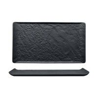 Plateau de service plat noir 26 × 15 cm rectangulaire effet pierre M1934 52008B