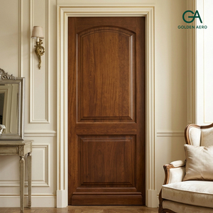 Puerta de una sola hoja GA-18S de madera maciza de teca con diseño curvo para interiores de casas - Product Image 3