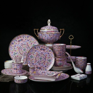 Wholesale 86pcs Chinese Classical Royal Enamel Art Home Decor Dining Room <b>Sets</b> Porcelain Dinnerware <b>Sets</b> - Product Image 5