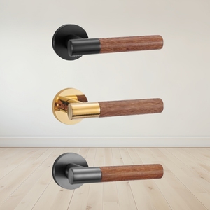 Modern European Kitchen <strong>Door</strong> Lever Satin Aluminium Knurled Wood Handle Premium Brass for Home Hotel Office Apartment Villa Use - Product Image 5