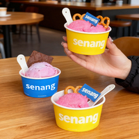 Vaso de Papel Ecológico Personalizado SenAng para Helado con Tapa, Biodegradable, para Gelato y Yogur, Venta al Por Mayor, OEM