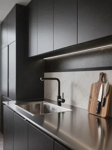 Gabinete de Cocina de Lujo de Estilo Moderno Personalizado con Isla de Acero Inoxidable, Integración Perfecta para Espacios de Cocina de Lujo - Product Image 5