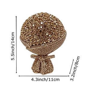 Sac de soirée pour femme, mini, adorable, avec bouquet de strass, sac de soirée floral exquis avec faux diamants, sac à main éblouissant pour mariage - Product Image 4