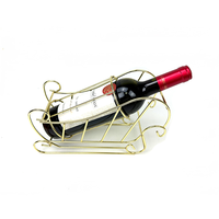Porte-bouteille à vin en métal plaqué or, support décoratif en forme de traîneau pour comptoir, décoration de bar à domicile
