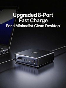 UGREEN 200W GaN สถานีชาร์จแบบตั้งโต๊ะ 8 พอร์ต 6USB‑C+2USB‑A เครื่องชาร์จเร็วแบบหลายพอร์ตสำหรับแล็ปท็อปโทรศัพท์แท็บเล็ต - Product Image 5
