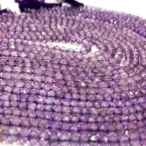 Perles rondes facettées en améthyste rose naturelle, 4 mm, brin de perles de 8 pouces de long - Product Image 1
