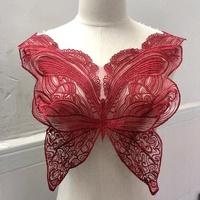 Multi Colors Polyester Mesh Broderie papillon Lace Neck Applique LT2598A