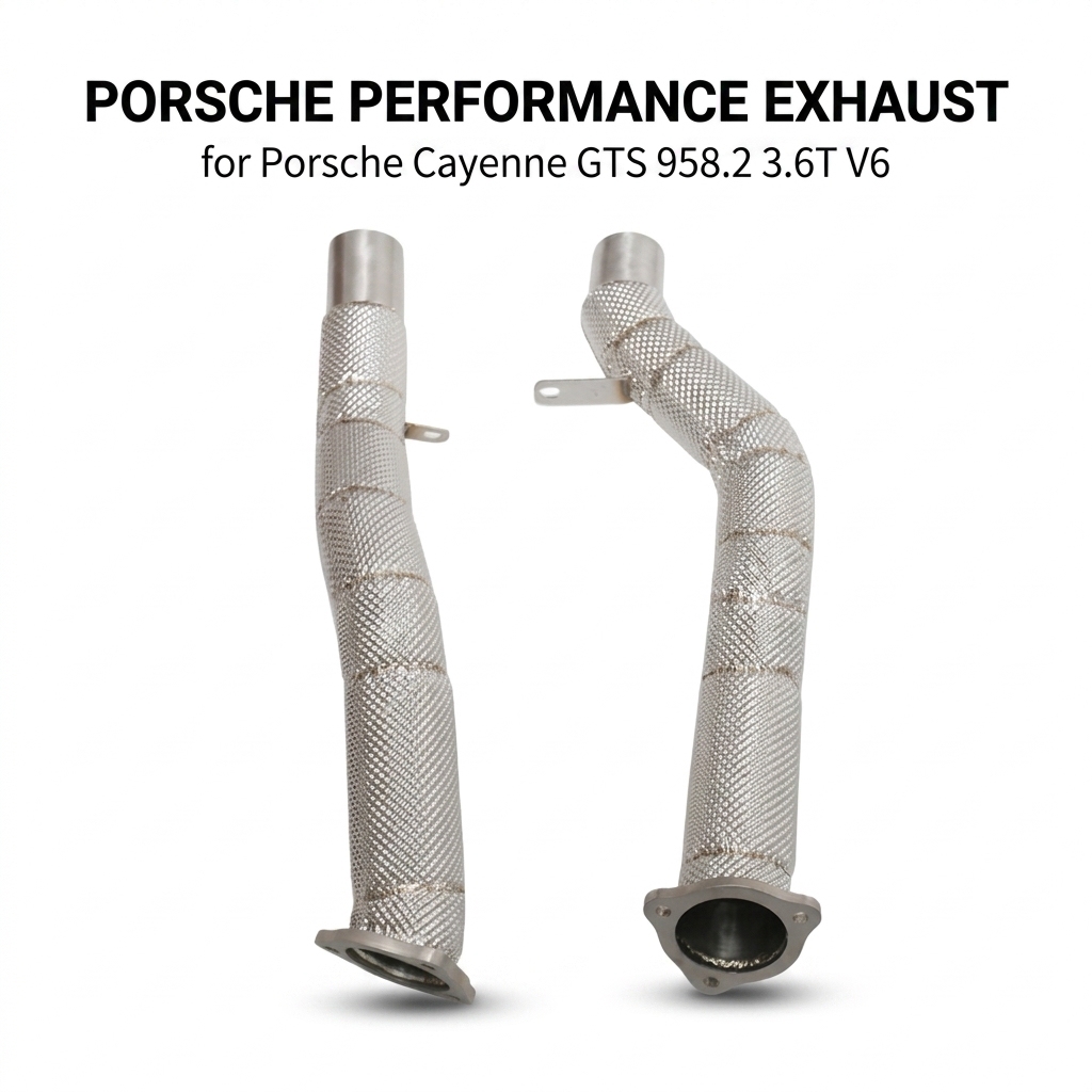 VantaFlow Stainless Steel Front Pipe Fit for Porsche Cayenne GTS 958.2 3.6T V6 2015-2018 with Thermal Heat Shield