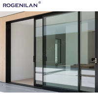 Maison Rogenilan Patio Aluminium Double Portes coulissantes creuses en verre avec volets réglables intégrés Store