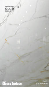 Nouvelle Arrivée - Dalle <span class=keywords><strong>en</strong></span> Pierre Frittée Polie CARRARA GOLD 1600x3200x12mm, Aspect Marbre Noir, Antidérapante et Résistante aux Acides - Product Image 4