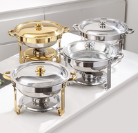 Ensemble de réchauds en acier inoxydable multicolores, capacité 4,5L 5,5L, 1/2/4 pièces, chauffe-plats pour buffet, utilisation hôtellerie-restauration, compatible lave-vaisselle