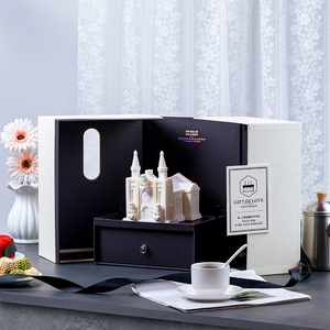 Tùy chỉnh cao cấp bảng màu xám đôi cửa hộp bánh cưới sáng tạo phong cách Pháp bao bì với logo tùy chỉnh - Product Image 2