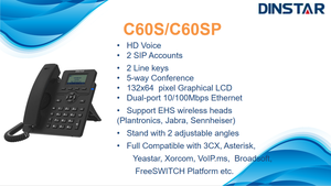 สำหรับโทรศัพท์ <span class=keywords><strong>IP</strong></span> แบบ Full Range (C60S/C60U/C62UP/C63G/C64G/C66G/DXP60/A808A/A808B) การสนทนาด้วยเสียงและวิดีโอความคมชัดสูง GSM/POE - Product Image 2