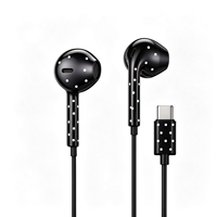 Écouteurs filaires USB-C semi intra-auriculaires imprimés tendance avec contrôle intégré et microphone, son stéréo pour smartphone – Offre Spéciale