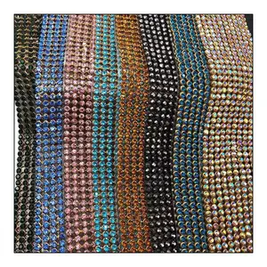 The Best Selling 2MM Aluminum Mesh Rhinestone Garment Accessories Shoes Custom Designed Adhesive Rhinestone Mesh