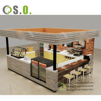 Kiosque de café intérieur moderne boisson jus Bar affichage comptoir meubles vitrine en bois Mobile kiosque de nourriture pour centre commercial