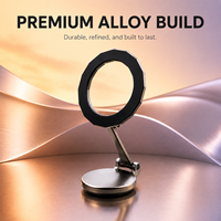 Support de téléphone magnétique pliable en alliage d'aluminium pour voiture, fixation stable sur tableau de bord, double charnière, rotation à 360 degrés pour MagSafe