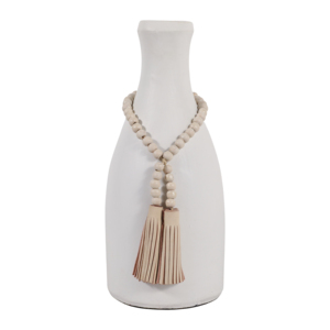 Vaso in terracotta con accento di nappe perlineate per l'arredamento moderno della casa - Product Image 1