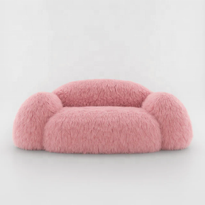 Nordic Ins Simple Couch Luxury love Seat Teddy Fabric Sheep Skin Sofa <strong>Chair</strong> Furry pink Couch Fur Shaggy Fluffy Living Room Sofa - Product Image 4