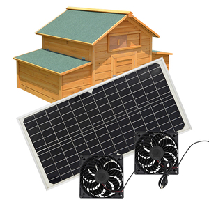 Ventilateur solaire double résistant aux intempéries avec 1 panneau solaire 16W pour poulaillers, serres, abris ou nichoirs pour animaux de compagnie - Product Image 4