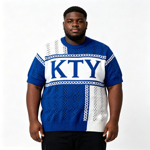 Maglione in Viscosa Blu e Bianco con Collo a Girocollo per Uomo, Vestibilità Comoda, Design Minimalista, Caldo e Leggero - Product Image 1