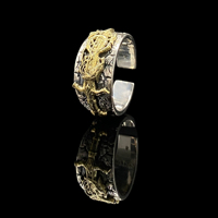 Bague ouverte Viking Dragon d'épée en argent sterling 925 plaqué rhodium Hip Hop bijoux de mode pour hommes Style Punk