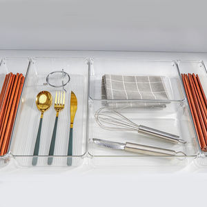 مقسم أدراج فضي خالي من BPA شفاف ، علبة أواني شفافة لشوك وأدوات سكاكين - Product Image 3